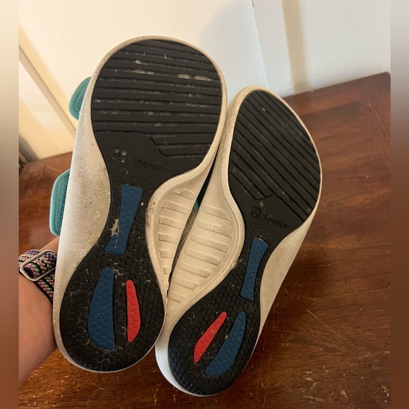 SPENCO Beige and Teal Adjustable Slide Sandals size 8 Tribal Slide Women's - Picture 4 of 9